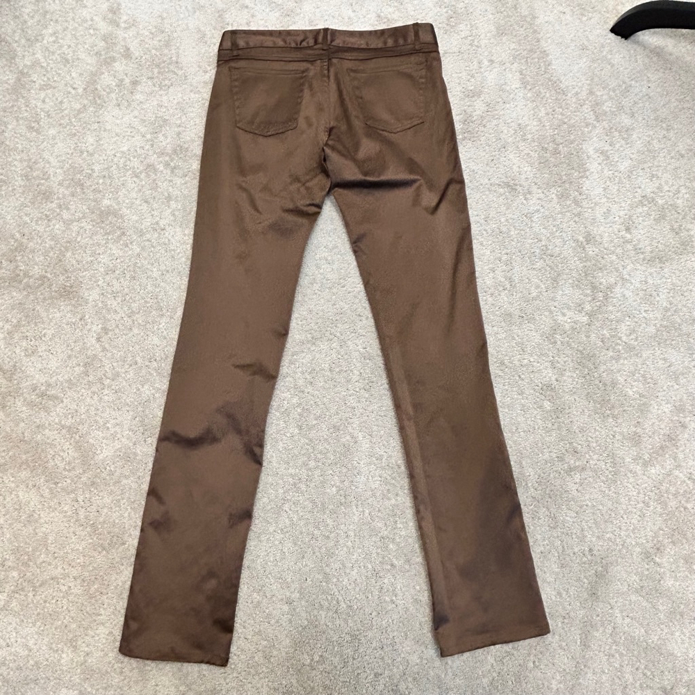 Zara Basic Brown Satin Effect Straight Leg Pants … - image 2